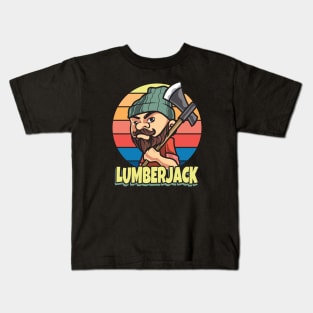 Lumberjack Cartoon vintage Design Kids T-Shirt